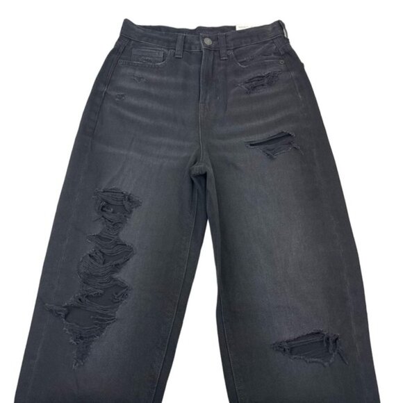 NWT AMERICAN EAGLE Relaxed High Rise Mom Jean Sz 00 Destroyed Distressing - Picture 3 of 7